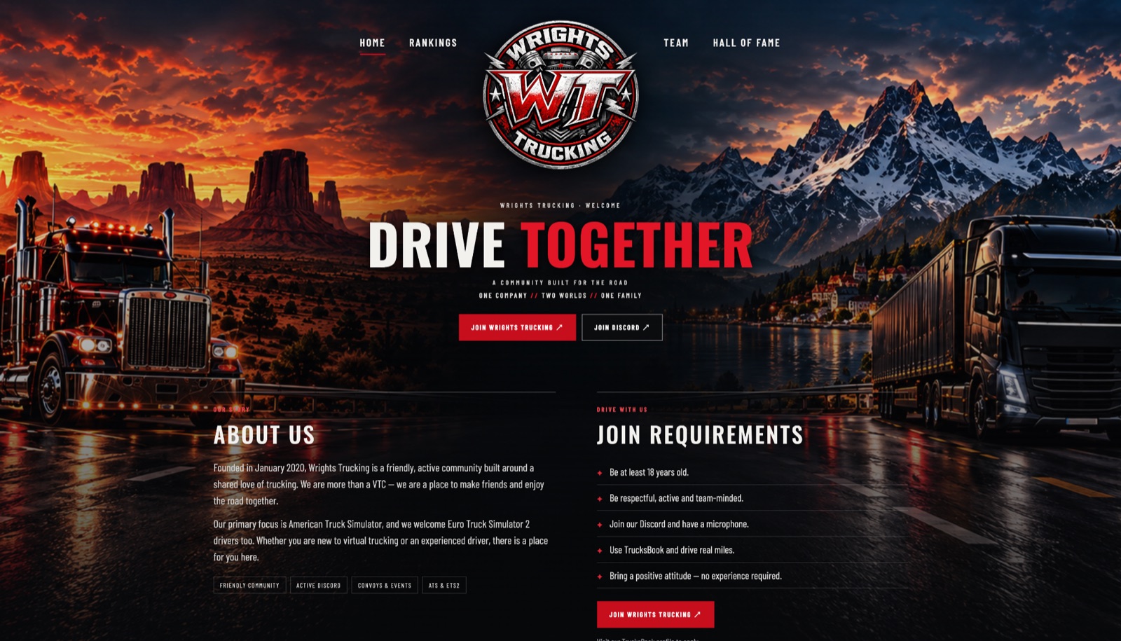 Wrights Trucking website preview